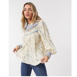 NWT Free People Paloma Printed Blouse